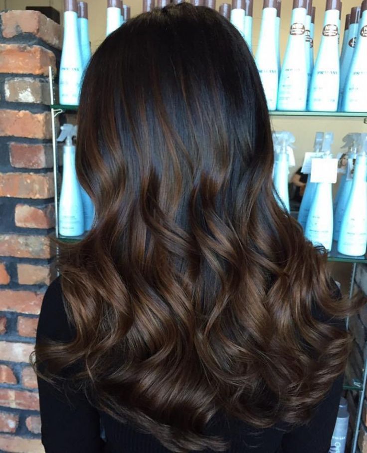 Classy Hair Color Ideas for Warm Skin Tones - Black hair with chocolatehighlights