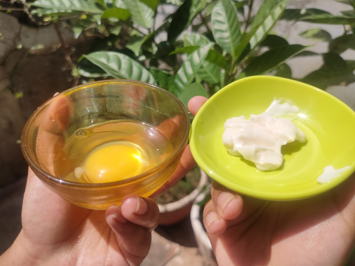 egg and mayonnaise hair masks for shiny and glossy hair