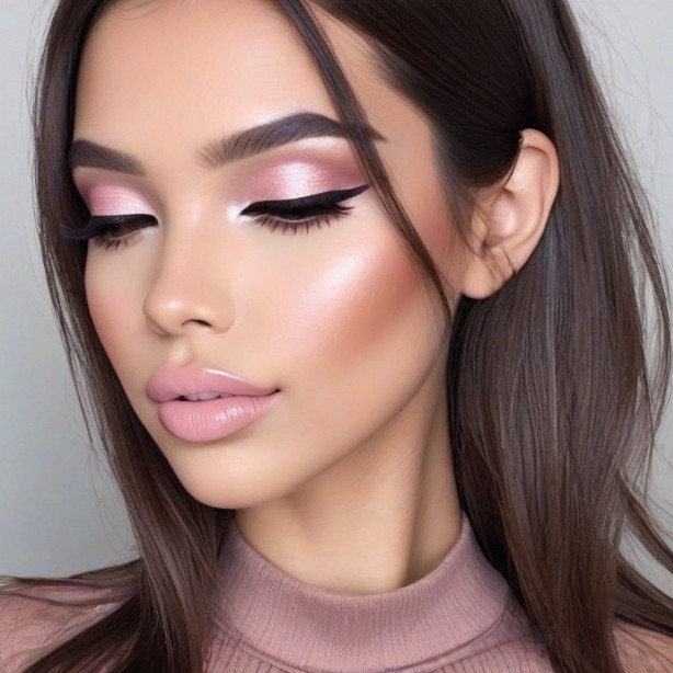 frosted pink glow makeup look