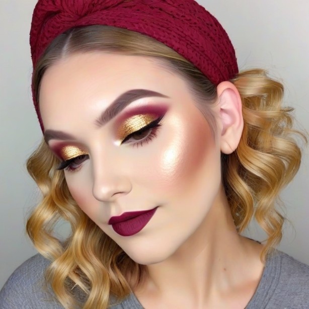 golden cranberry makeup look